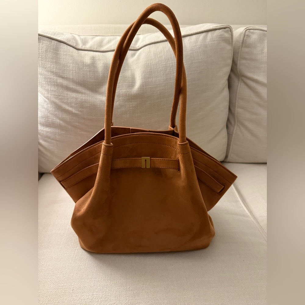 JW PEI Hana Medium Faux Suede Tote Bag Brown